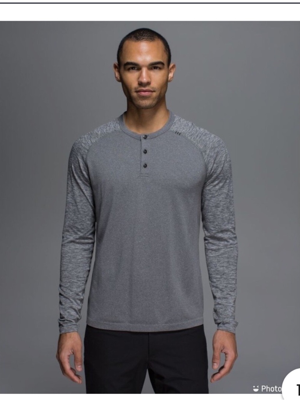 lululemon athletica Men's Long Sleeve Henley - Heather Gray